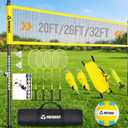 Outdoor Volleyball Net System for Backyard, Adjustable Height (5.18FT) & Width (2032FT), Anti-Sag Tension System, 2-in-1 Badminton Combo Set with Carry Bag, Rackets & Shuttlecocks