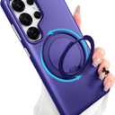 ankofave Magnetic for Samsung Galaxy S25 Ultra Phone Case with 360° Spin Stand, Matte Luxury Metallic Luster, 3.0 mm Thick Protection Hard PC Scratch-Resistant Protective Case 6.8", Purple