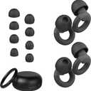 JUSTRVN Ear Plugs for Sleeping, 2 Pairs of Reusable Earplugs for Noise Reduction 25dB-30dB with 8 Ear Tips, Soft Hearing Protection Ear Plugs for Concert,Noise Sensitivity, Study & Work, Black