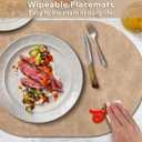 ADRIMER Placemats, Heat Resistant Oval Placemats Set of 6 Washable 12 x 17 Inch, Waterproof Table Placemats Set of 6, Wipeable Faux Leather Placemats for Kitchen, Dining Room, Apricot