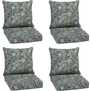 Arden Outdoor Deep Seat Cushion Set (4-Pack), 24 in x 24 in, Weather-Proof, Rain-Proof, Fade Resistant Patio Cushion for Chair, Sofa, and Couch Sapphire Morrison Floral