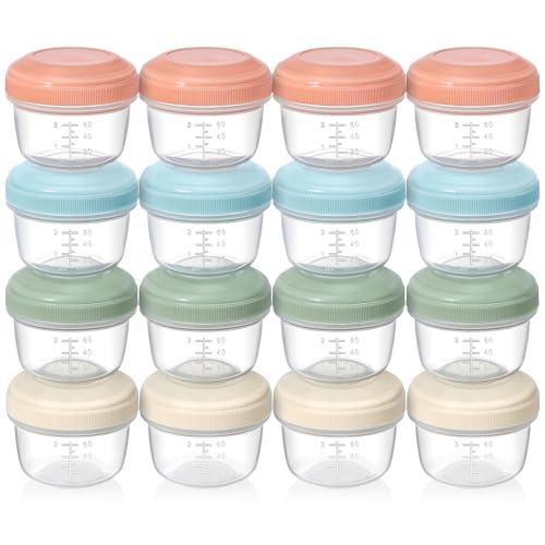 VITEVER [16 Pack] 4 oz Small Containers with Lids, Reusable Plastic Jars for Snack and Puree, Salad Dressing Container to Go, Deli Containers, Freezer Baby Food Containers, Dishwasher Safe, BPA Free