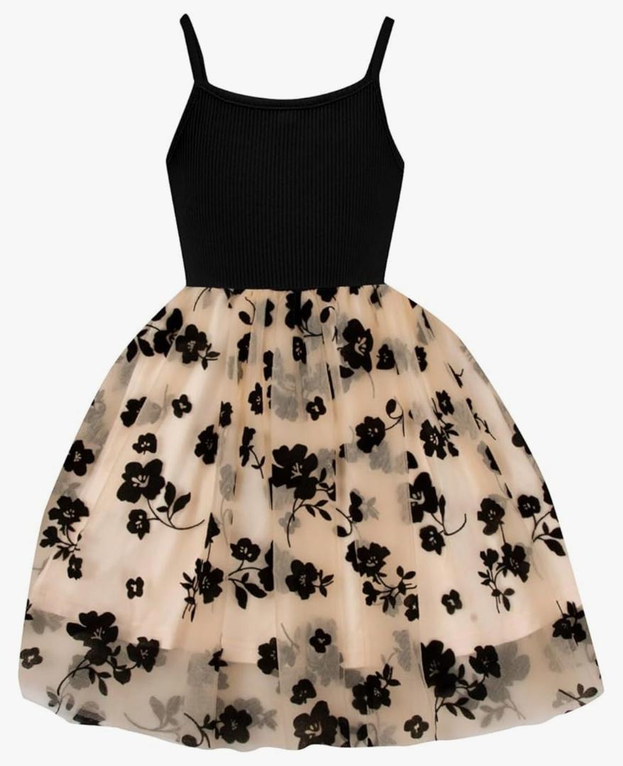 Toddler Tutu Dress Little Girl Sleeveless Summer Knit Outfit Tulle Flower Princess Birthday Party Dresses, 2-3 Y