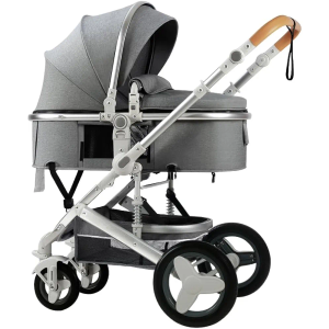 2 in 1 Convertible Baby Stroller with Bassinet Mode Foldable Infant Stroller Newborn Stroller with Reversible Seat Travel Pram Baby Carriage with Big Rubber Wheels (Grey)