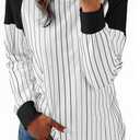 Acelitt Women Casual Striped Long Sleeve Crewneck Pullover Tshirts Tops,S-XXL (White, XL)