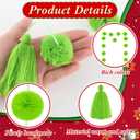 Jecery 12 Pcs 59 ft St. Patrick's Day Garland Pom Pom Tassel Decor, Lime Green Decoration, Spring Green Boho Hanging Garland for Birthday Party Mantle Tree Home Indoor Outdoor Decor