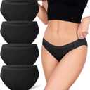 DAVID ARCHY Womens Underwear, Bamboo Rayon Underwear Women, Moisture Wicking Panties, Soft & Breathable, 4 Pack (Small, Black)