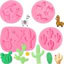 2 x Cactus Silicone Fondant Moulds 4 Pcs, Alpaca Cactus Llama Mold for Cake Decoration Chocolate Candy Sugar Cupcake Topper Cake Pop Popsicle Polymer Clay Crafts