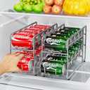 Canyave Soda Can Organizer Storage Rack, 2 Pack Stackable Beverage Soda Can Dispenser Organizer Holder for Refrigerator, Cabinet, Pantry (Silver)