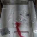 Sweetcrispy Overbed Bedside Table with Wheels, Adjustable Hospital & Home Use Bed Table, Rolling Laptop Table, Mobile Standing Desk, White (27.56"D x 15.75"W x 43.31"H)