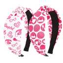 2 x Valentines Day Headband for Women 2Pcs Hotpink Love Headband Knotted Headbands Non Slip Wide Hair Band Valentines Day Hair Accessories for Women Girls Holiday Gift