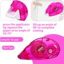 Double Sided Tape Roller, 0.3Inch x 33Ft Adhesive Tape Scrapbooking Supplies, Permanent Adhesive Tape Dispenser Runner Glue Roller, Transparent Tape for Gift DIY Crafts Art Project - 6 Packs, Rose Red