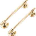 2 Pack Self-Stick Cabinet Handle Pulls Metal Drawer Pull Helper with Adhesive Sliding Door Handle Stick On Handle for Refrigerators Wardrobes Windows Peel and Stick (7-3/5" Hole Center, Gold)