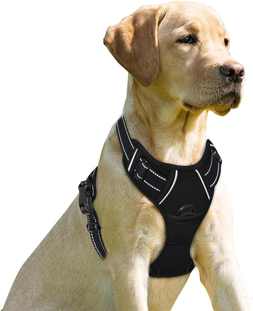 BARKBAY No Pull Dog Harness Front Clip Heavy Duty Reflective Easy Control Handle for Large Dog Walking(Black,XS) (X-Small(Chest:15.5-19.5))