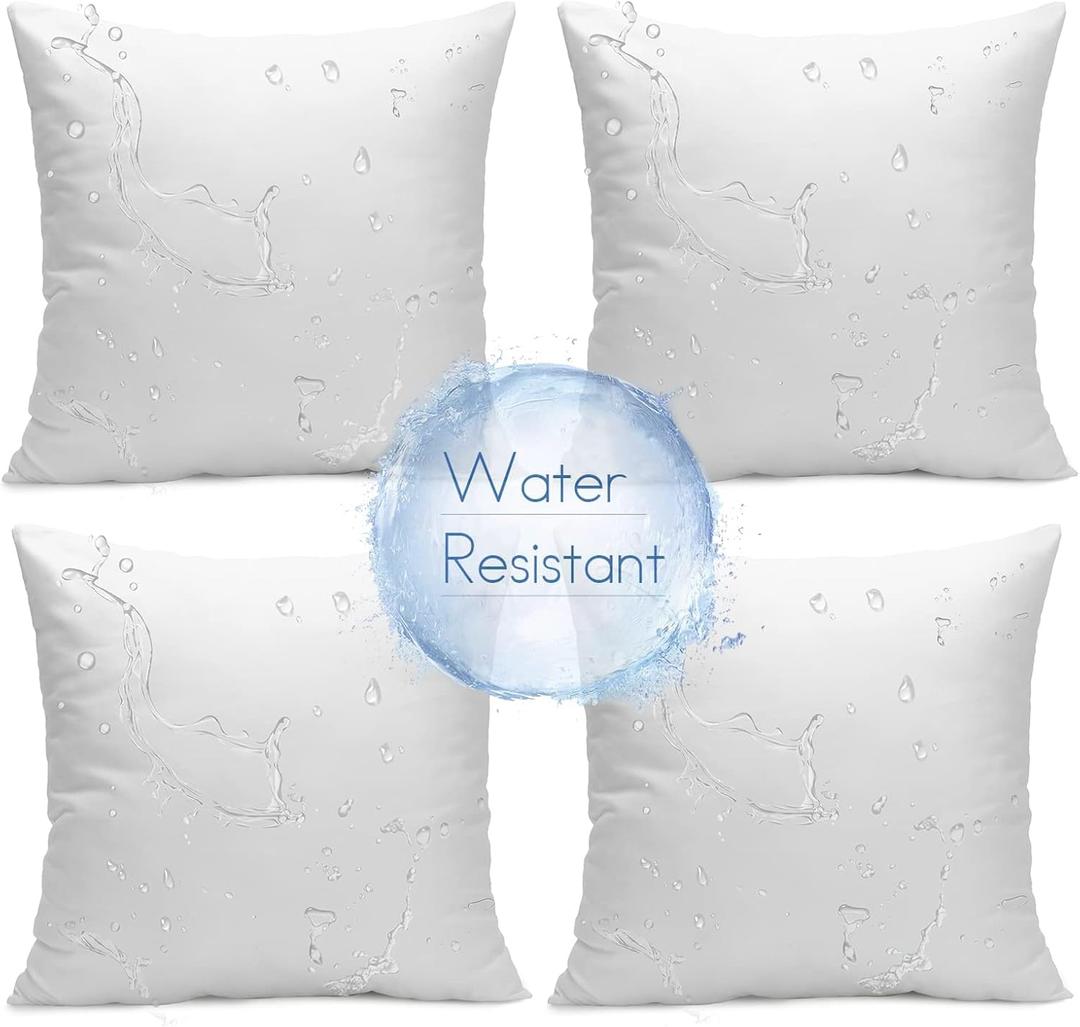 Ashler 20 x 20 Outdoor Pillows, Waterproof Inserts Set of 4 Water Resistant Throw Pillow Inserts, Hypoallergenic Pillows for Patio, Bench, Garden, Indoor Outdoor Summer Decorative