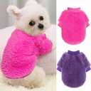 2 Pack Dog Sweaters for Small Dogs, Warm Puppy Clothes Winter, Fleece Pet Sweater for Doggie Boy Girl, Cat, Kitten Chihuahua Bulldog Pug Beagles, XS (Rose,Purple)