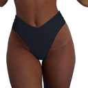 geluboao Women's Bikini Bottom Sexy V Cut High Cut Swimsuit High Waisted Bathing Suit Bottoms (Black, XS)