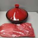 Uno Casa Tagine Pot - 3.65-Quart Moroccan Tajine with Enameled Cast Iron Base and Ceramic Cone-Shaped Lid, High-Quality Cookware- Red Double Oven Mitts Included