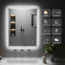 LED Bathroom Mirror, 24"x32" Vanity Mirror with Lights, IP44 Enhanced Anti-Fog, 3 Colors Dimmable, Backlit, Memory Function, Led Mirror with Light for Bathroom, Horizontal/Vertical