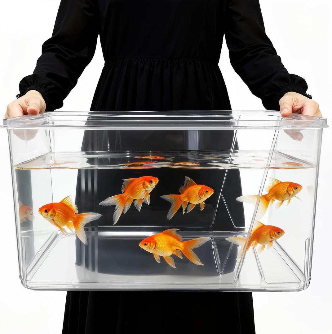 7 Gallon Plastic Fish Tank Large Bowl Shatterproof with Crystal Clear Clarity for Terrarium, Flower Vase Centerpiece Gift for Fish Lovers (Square)