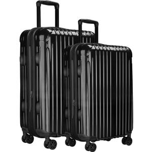 Luggage Set, 20 Inch Carry on Luggage, 24 Inch Checked Luggage Lightweight Hardside Suitcase With Spinner Wheels, TSA Lock, 2-Piece Set (All Black)