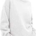 PRETTYGARDEN Womens Turtleneck Long Sleeve Sweater 2026 Fall Trendy Loose Fit Casual Tops Chunky Knit Pullover Sweaters (Medium, White)