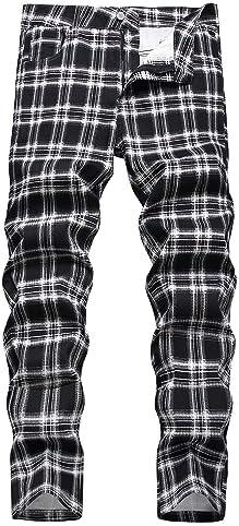 LZNEV Men's Slim Stretch Jeans Ripped Straight Fashion Jeans for Men Vintage Washed Denim Pants Size 30