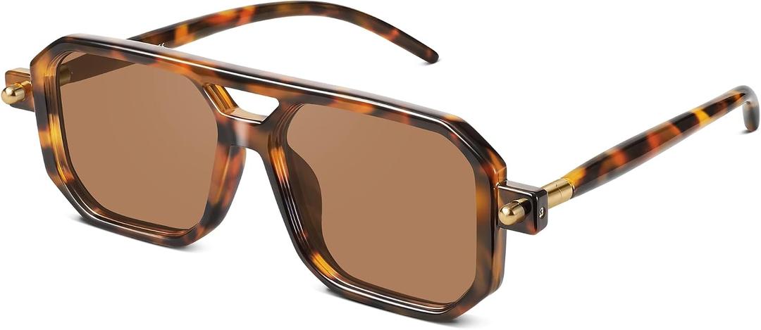 Retro Aviator Sunglasses for Women Men - 70s Trendy Square Vintage Shade Sun Glasses UV Protection
