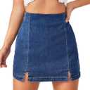 Floerns Women's Casual Split Hem High Waist Denim Skorts Skirt Shorts (Blue, M)