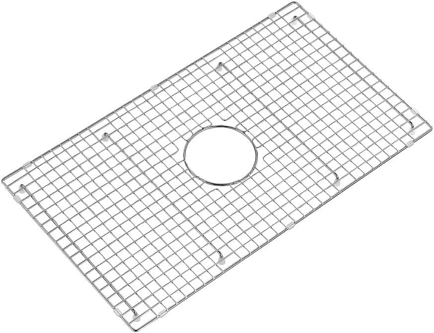 27.5 in. x 15.5 in. Centre Drain Sink Protector with Supersoft Silicone Feet in 304 Grade Stainless Steel