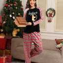 FAYALEQ Christmas Matching Pajamas for Couples Long Sleeve Xmas Plaid Soft Pullover Pjs Set for Men and Women Holiday One Set (XXL)