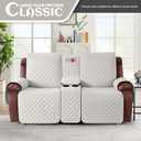 KinCam 100% Waterproof Recliner Loveseat Cover with Console, Non-Slip Reclining Couch Covers for 2 Seat, Recliner Sofa Cover Furniture Protector with Elastic Straps for Kids, Pets, Beige White, 22"D x 70"W x 40"H