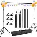 Hemmotop Photo Backdrop Stand, 10x7 ft Background Stand for Photoshoot, Adjustable Backdrops Support kit with Carry Bag for Parties, Photography, Projector Screen, Wedding, Decoration, Balloons