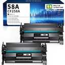 58A CF258A Black Toner Cartridge Replacement (with Chip) Compatible for HP 58A CF258A 58X CF258X Work with MFP M428fdw M428dw M428fdn Pro M404n M404dn M404dw M406 M430 Printer(Black, 2 Pack)