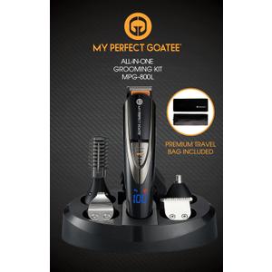 My Perfect Goatee 13-in-1 Mens Grooming Kit - LED Display Beard Trimming Kit with Travel Bag, Charging Stand, & More - Waterproof, Cordless Electric Trimmer for Nose, Body, & More  Ideal Gift Set