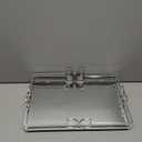 Decorative Tray, Bright Silver, Modern Premium Feeling Perfume Tray, Luxury Rust-Proof Glass Tray for Bathroom, Dresser, Bedroom (Bright Silver 11.77.92in)