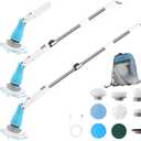 Eohik Electric Spin Scrubber, Cordless Cleaning Brush with Adjustable Long Handle, Power Scrubber with 3 Adjustable Speeds, 8 Replaceable Brush Heads for Bathtub Grout Tile Floor, 2023 Upgraded