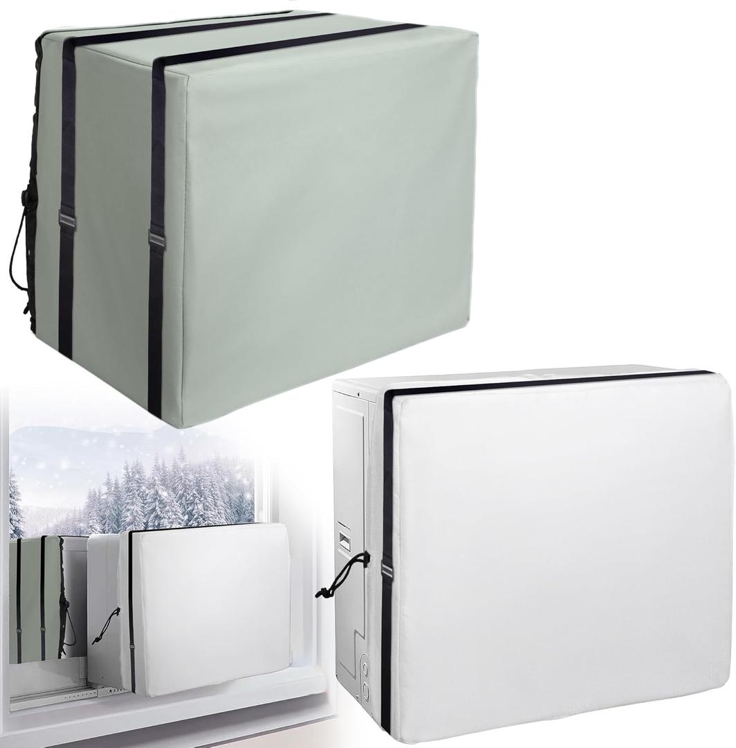2 Pack Insulation Window Air Conditioner Cover Set-Adjustable Waterproof Window AC Unit Covers for Winter-Window AC Protectors 20.5"x15.7"x4.4" for Inside and 20.5"x15.7"x15.7" for Outside (Outdoor & indoor)