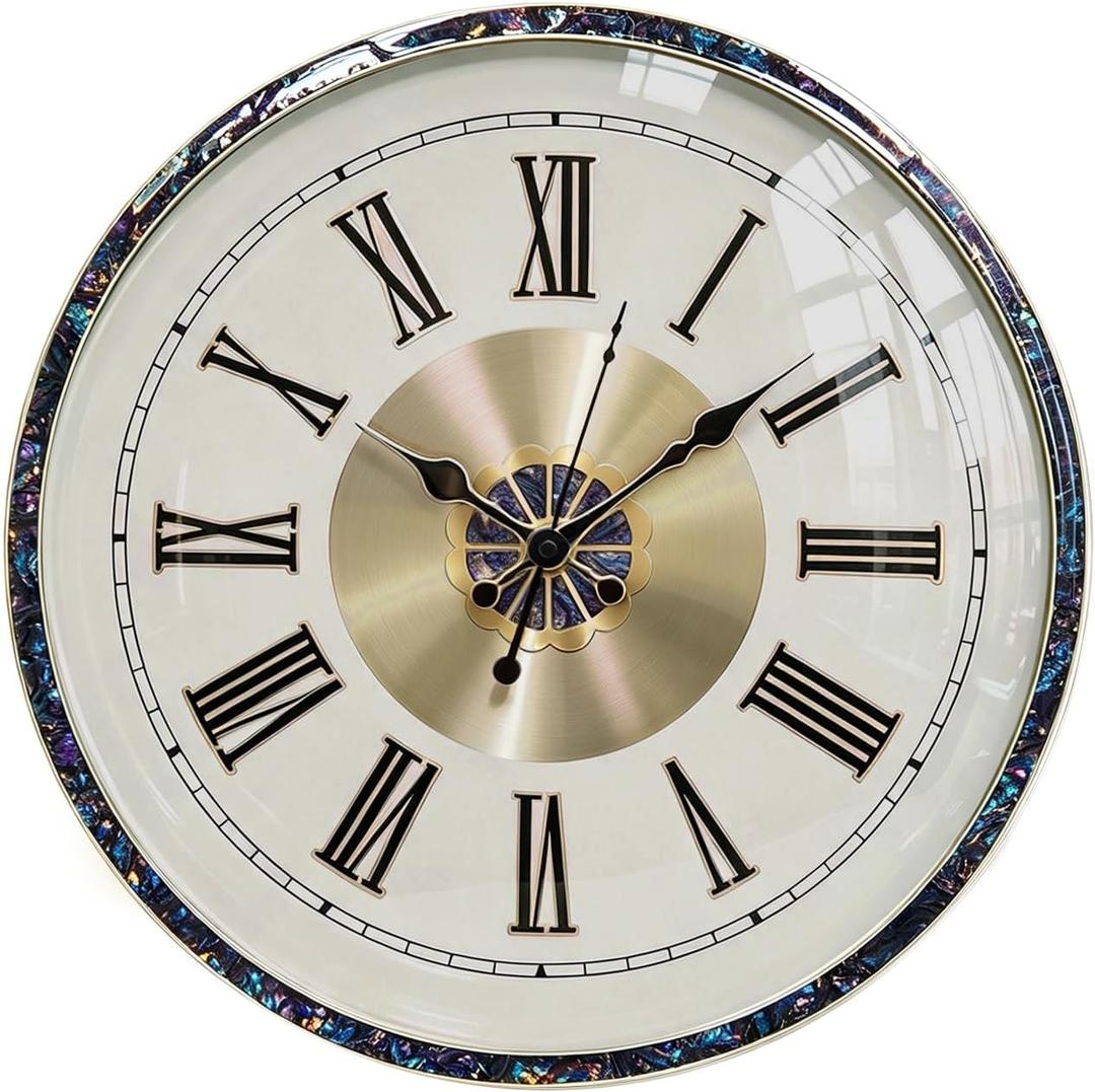 Homestia 15.75 Inch Minimalist Wall Clock,Silent Non-Ticking,Roman Numerals