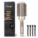 Round Brush for Blow Drying, Nano Thermal Ceramic & Ionic Tech Hair Brush with Boar Bristles, Professional Round Barrel Brush for Styling, Curling & Straightening by Sndyi (2.9 Inch, Barrel 1.7 Inch)