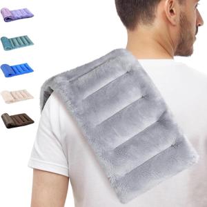 SuzziPad Microwavable Heating Pads for Neck and Shoulder Back Discomfort, 7x16 Fatigue Soothing Heated Pad Microwave, Moist Hot Packs, Unscented Heat Pack for Aches, Sore Muscle, Gray