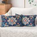 Boho Throw Pillow Covers 12x20 inch Set of 2,Boho Vintage Carpet Pattern Antique Ethnic Decor Double Sided Pattern Cushion Cover Soft Pillow Case Living Sofa Room Bed Square Pillow Cover