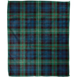Home Decor Throw Blanket, Blue Black Green Buffalo Plaid Warm Soft Cozy Flannel Bed Blankets for Bed, Couch, Sofa and Chair, All Seasons Suitable, 80x60 inches