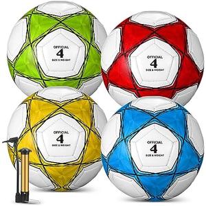 Jenaai 2 Pcs Soccer Ball Bulk with Pump & Bag Deflated Soccer Ball Outside Sport Training for Adult and Teens Football for Game Match Birthday Gift Party