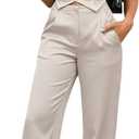 CHICME Women's 2 Piece Outfit Thick Strap Button Front Tank Top with Wide Leg Pants Casual Outfit Sets (Beige, S)