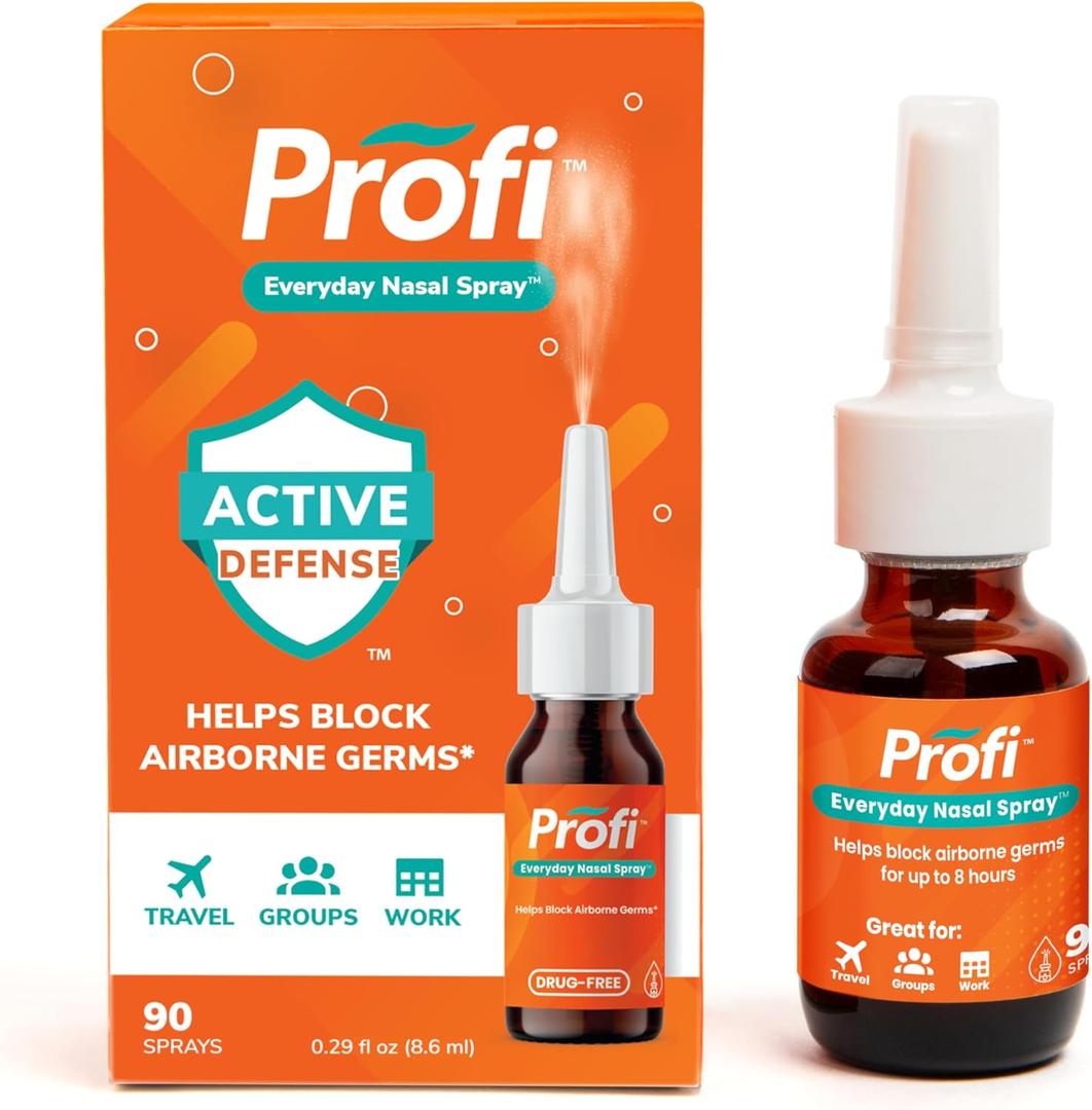 Profi Everyday Nasal Spray - Helps Defend Against Airborne Germs and Allergies, Lasts Up to 8 Hours, Advanced Nasal Spray for Air Travel, Work, Conferences & Indoor Gatherings - 90 Sprays, 0.29 FL OZ (Pack of 1)