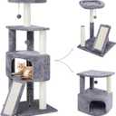 HUITREE 45in Cat Tree Tower with Big Condo for Indoor Kitten,Cat Tower with Scratching Post,Scratching Board and Cat Toys,Multi-Level,Small Space,Transformer Cat Tree, Grey(New)