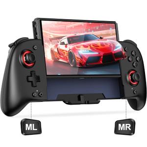 Switch Controllers Compatible with Nintendo Switch/OLED, One-Piece Joypad Controller Replacement for Switch Pro Controller with 9 Lights Color, Switch Remote for Users Who Prefer Handheld Mode (Black)