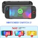 2 x Soft Case Compatible with Nintendo Switch 2, Clear Cover Compatible with Nintendo Switch 2 with 6 Thumb Grips, TPU Protective Case for Switch 2, Shockproof, Anti-Scratch, Ergonomic Grip Design