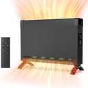 BREEZEHEAT Convection Panel Heater 1500W, Energy Efficient Electric Space Heater for Indoor Use w/Remote Control, Silent Operation, Slim Design for Large Room, Home Office (Black)